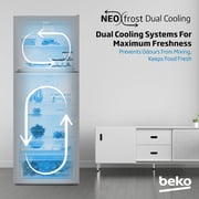 Beko 550L Top Mount Refrigerator, NeoFrost Dual Cooling, Silver - RDNT550XS