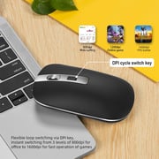 HXSJ M30 Rechargeable Wireless Mouse 2.4GHz Mice 1600DPI Metal Scroll Wheel For Working Office Black