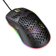 HXSJ X600 Wired Gaming Mouse RGB Backlight Hollow Honeycomb Shape 6400dpi Macro Programming Home Office Gamer Mice For Desktop Computer Laptop Pc