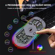 ماوس ألعاب سلكي HXSJ X600 بإضاءة خلفية RGB على شكل قرص عسلي مجوف 6400 ديسيبل متوحد الخواص ماكرو برمجة ألعاب مكتب منزلي ماوس للكمبيوتر المكتبي واللابتوب