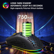 HXSJ T90 Three Mode Wireless Mouse BT 3.0 + 5.0 + 2.4G Wireless Charging Mouse RGB Lighting with Adjustable DPI Black