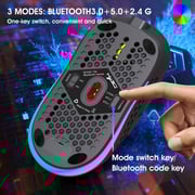 HXSJ T90 Three Mode Wireless Mouse BT 3.0 + 5.0 + 2.4G Wireless Charging Mouse RGB Lighting with Adjustable DPI Black