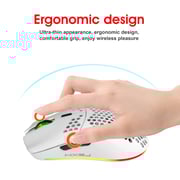 HXSJ T66 RGB 2.4G Wireless Gaming Mouse RGB Lighting Charging Mouse with Adjustable DPI Ergonomic Design for Desktop Laptop White
