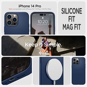 Spigen Silicone Fit (MagFit) compatible with MagSafe designed for iPhone 14 Pro case cover (2022) - Navy Blue