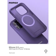 غطاء حماية موماكس سيليكون 2.0 مصمم لهاتف أيفون 14 برو ماكس متوافق مع ماج سيف - أرجواني عميق