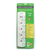 Terminator 4 Way Universal Power Extension Socket With 2 USB 2.1A, 3M Cable 13A Esma Approved