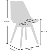 Galaxy Design Modern Dining Chair Plastic Shell With Leather Cushion on Seat & Wooden Legs Pack of 2 White Color Size L x W x H 41 x 40 x 83 cm Model - GDF-JEAM2.