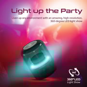 Promate Bluetooth Speaker with TWS, 360 HD Surround Sound, LED Show and Multiple Connectivity Options, Glitz Black