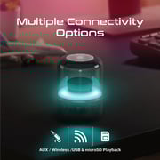Promate Bluetooth Speaker with TWS, 360 HD Surround Sound, LED Show and Multiple Connectivity Options, Glitz Black