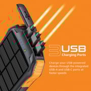 بروميت شاحن متنقل بالطاقة الشمسية مع بطارية 10000 مللي أمبير، حماية IP65، شاحن Qi، منفذ USB-C PD و QC 3.0، SolarTank-10PDQi