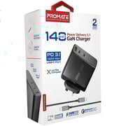 Promate 3 Port Wall Charger Black
