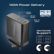 Promate 3 Port Wall Charger Black