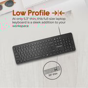 Promate Wired Keyboard with 1200 DPI Mouse, 106-Keys Quiet, Slim Design and Angled Kickstand, COMBO-KM2.EN