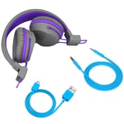 JLab JBuddies Studio Wireless On Ear Kids Headset Graphite Violet