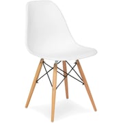 Galaxy Design Modern Dining Chair Plastic Shell With Wooden Legs White Color Size L x W x H 41 x 40 x 83 cm Model - GDF-JEAM1.