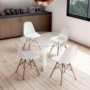 Galaxy Design Modern Dining Chair Plastic Shell With Wooden Legs White Color Size L x W x H 41 x 40 x 83 cm Model - GDF-JEAM1.