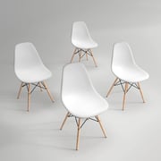 Galaxy Design Modern Dining Chair Plastic Shell With Wooden Legs White Color Size L x W x H 41 x 40 x 83 cm Model - GDF-JEAM1.