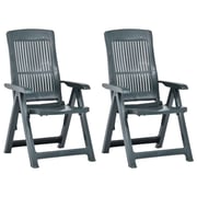 vidaXL Garden Reclining Chairs 2 pcs Plastic Green