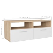 vidaXL TV Cabinet Engineered Wood 95x35x36 cm Oak and White