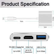 V Walk VW3IN1-GRY 3-in-1 USB-C Hub Grey