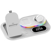Glassology 4 In 1 Wireless Charging Stand With Clock White