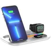 Glassology 4 In 1 Wireless Charging Stand With Clock White