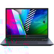 لابتوب Asus Vivobook Pro 14 موديل M3401QA-OLED0R5W بشاشة OLED مقاس 14 بوصة معالج Core Ryzen 5 3.3GHz وذاكرة رام  8 جيجابايت وذاكرة داخلية 512 جيجابايت مع نظام تشغيل Win11Home وبلون أزرق ولوحة مفاتيح إنجليزي/ عربي