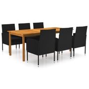 vidaXL 7 Piece Garden Dining Set Black