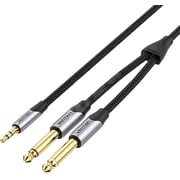 Vention Cotton Braided 3.5mm Male To 2*6.5mm Male Audio Cable 3m Gray Aluminum Alloy Type # Barhi