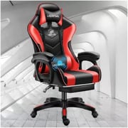 Galaxy Design Like Regal Adjustable PU Leather Gaming Chair Students, Ergonomic Back Lumbar Support with Footrest Black/Red GDF-LIKEREGEL