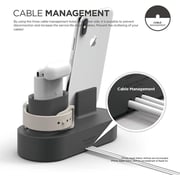 Elago 3 in 1 Silicone Charging Hub Case, Charging Dock Cover with Cable Management Black, EST-TRIO-BK