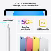 iPad 10th Generation 10.9-inch (2022) - WiFi+Cellular 64GB Silver Middle East Version with FaceTime