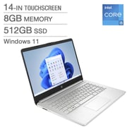 HP (2021) Laptop - 11th Gen / Intel Core i5-1155G7 / 14inch FHD / 512GB SSD / 8GB RAM / Windows 11 Home / English Keyboard / Silver / International Version - [14-DQ4003CA]