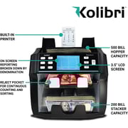 Kolibri Signature Two Pocket Mix Value Counter and Sorter with 5 CURRENCY