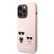 Karl Lagerfeld Liquid Silicone & Choupette Case for iPhone 14 Pro 6.1 Inches - Light Pink