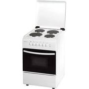 WestPoint 4 Electric Hot Plat Cooking Range Freestanding with Grill Function, 62 Liter Oven Double Glass Door, Modern Design & Space Saving White 60x60cm- WCER6604E4
