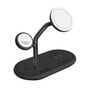 Promate MagSafe Charger with 15W Stand, 24W PD Type-C, 5W MFi Apple Watch Charger and 5W/10W Qi Pad, Synergy Black