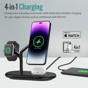 Promate MagSafe Charger with 15W Stand, 24W PD Type-C, 5W MFi Apple Watch Charger and 5W/10W Qi Pad, Synergy Black
