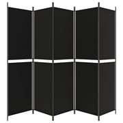 vidaXL 5-Panel Room Divider Black 250x200 cm Fabric