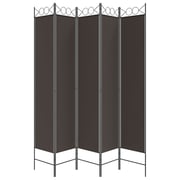 vidaXL 5-Panel Room Divider Brown 200x220 cm Fabric