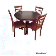 Galaxy Design Full Wooden Dining Table Set With 4 Chairs 1 Table Brown 105x105x75cm - GDF-TO50