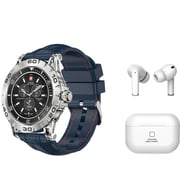 Swiss Military DOM2 Smart Watch With Silicon Strap Blue + DELTA1 TWLS Earbuds