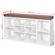 vidaXL Shoe Storage Bench 10 Compartments White