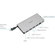 Targus USB-C Single Video 4K HDMI Dock with card reader and removable cable, 100W power pass through