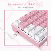لوحة مفاتيح Redragon K617 Fizz 60 سلكية للألعاب RGB، لوحة مفاتيح ميكانيكية مضغوطة مكونة من 61 مفتاحًا مع أغطية مفاتيح باللونين الأبيض والوردي