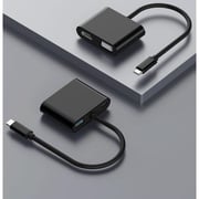 FITITI Type C Hub 4-in-1 Metalic body Hub, With 1X HDMI, 1X Type C, 1X USB Type A, 1X VGA, Grey