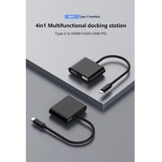 FITITI Type C Hub 4-in-1 Metalic body Hub, With 1X HDMI, 1X Type C, 1X USB Type A, 1X VGA, Grey
