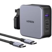 Ugreen 3 Port Wall Charger With USB-C Cable 1.5m Grey