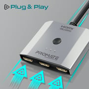 Promate 4K HDMI Switch with 4K @60Hz HD Output, Triple HDMI Ports and Switch Button, MediaSwitch-H3