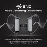 Promate True Wireless Earbuds, Sporty In-Ear Bluetooth v5.3 ENC Earphones with Noise Cancelling- Epic Black